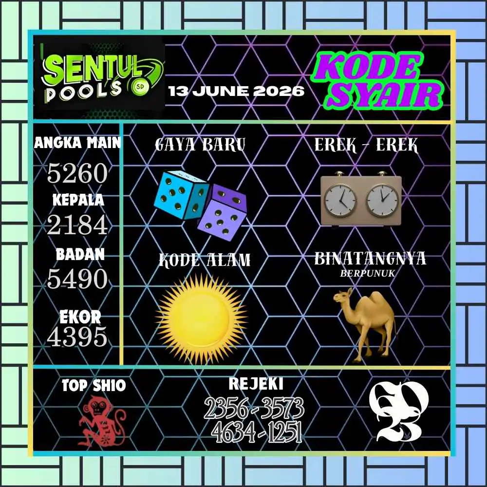 Kode Syair Sentul Pools Juni 2026
