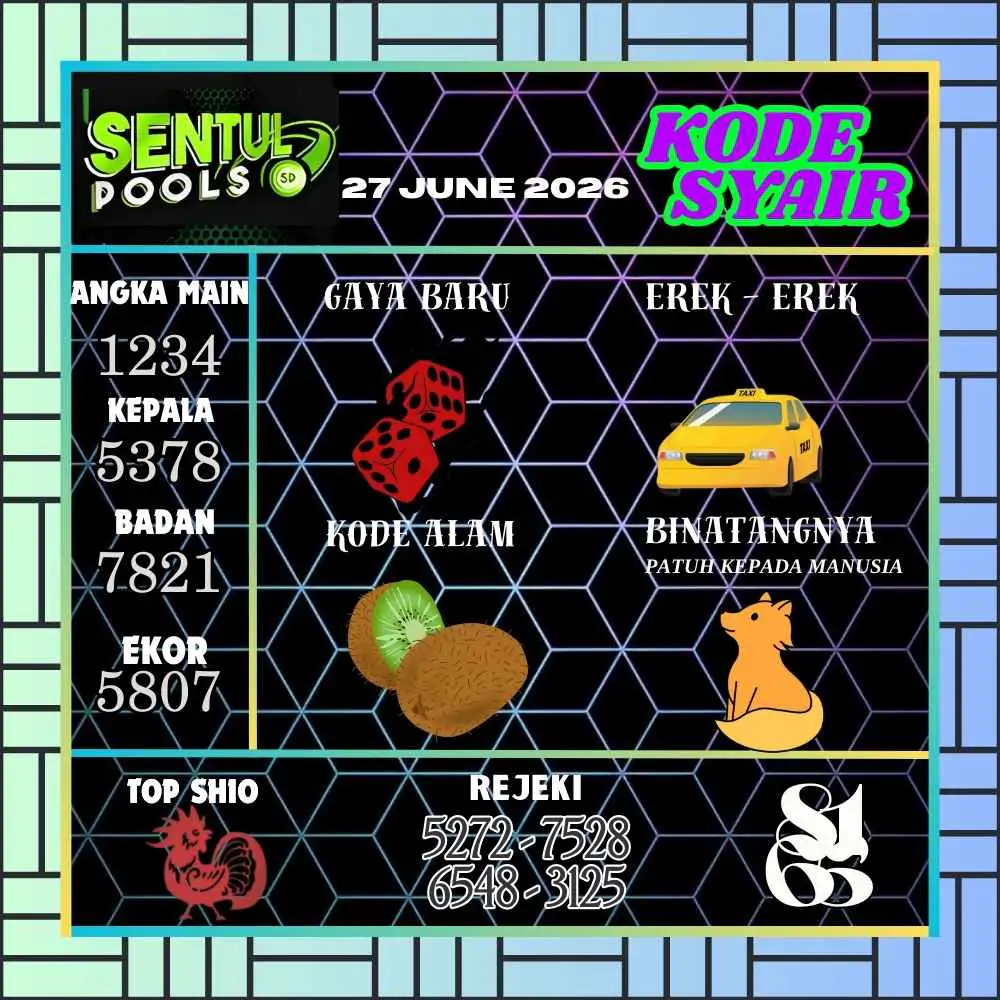 Kode Syair Sentul Pools Juni 2026
