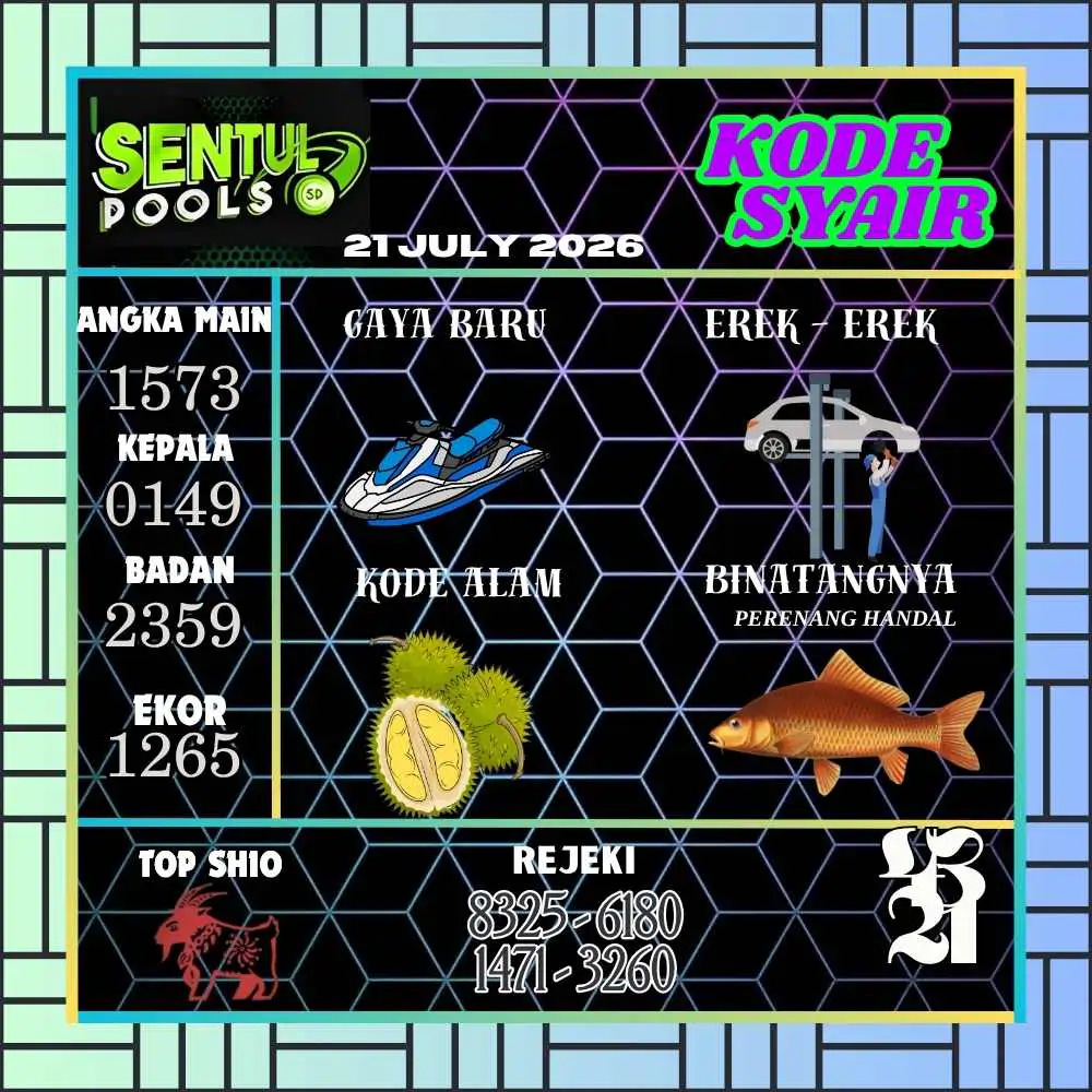 Kode Syair Sentul Pools Juli 2026
