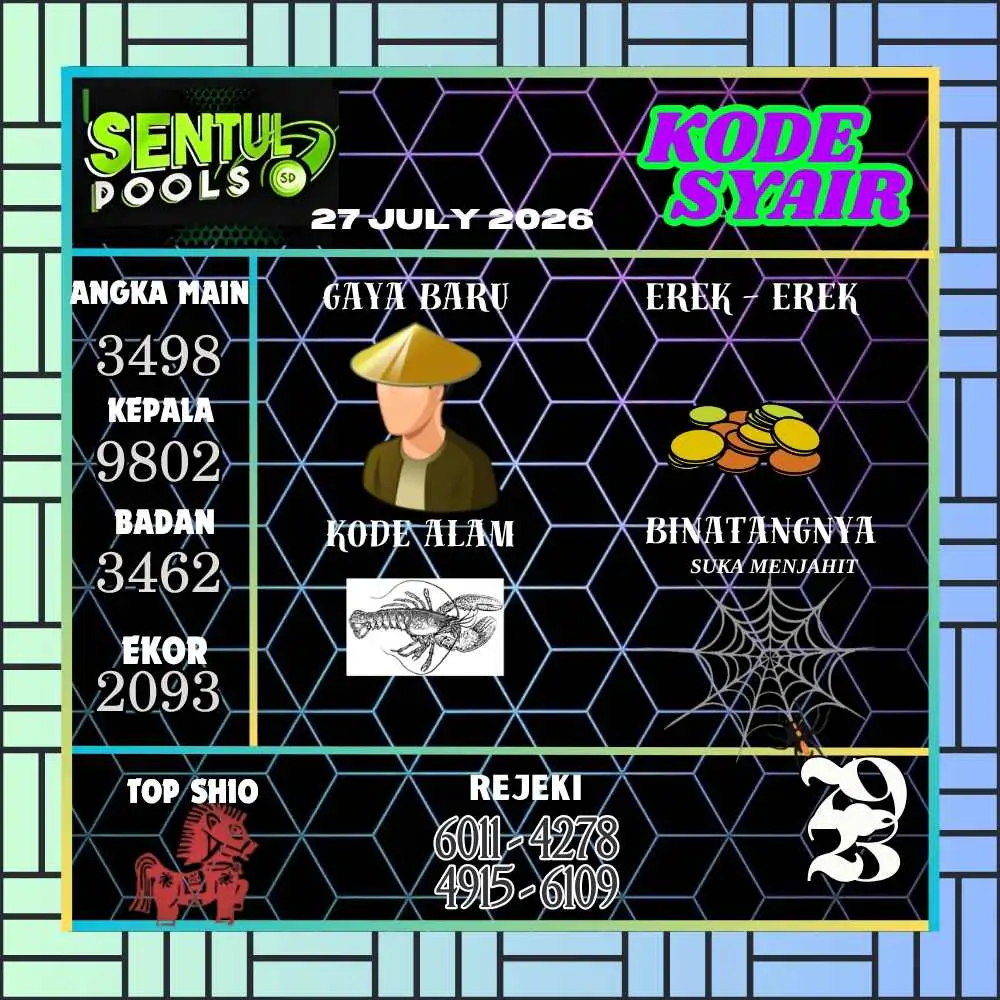 Kode Syair Sentul Pools Juli 2026
